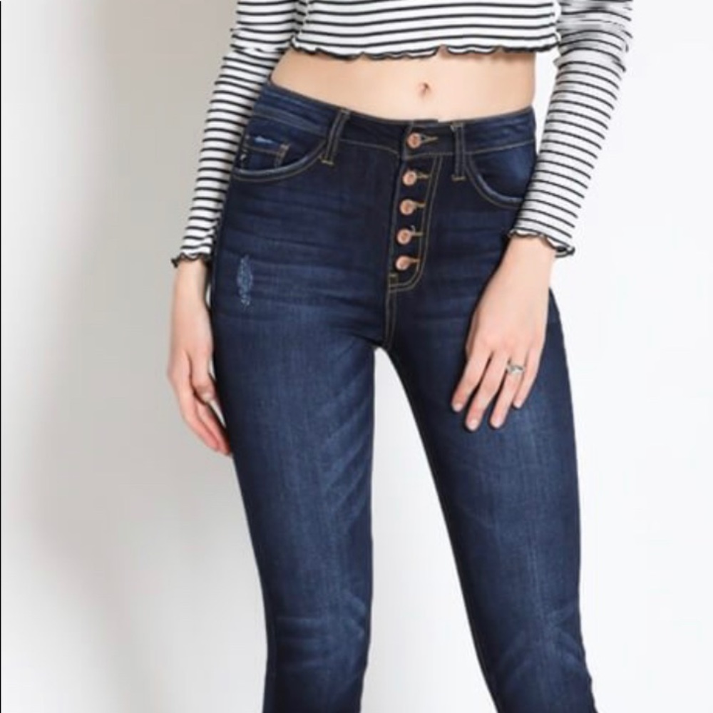 Kancan Alina High Rise Button Fly Skinny Sz 11